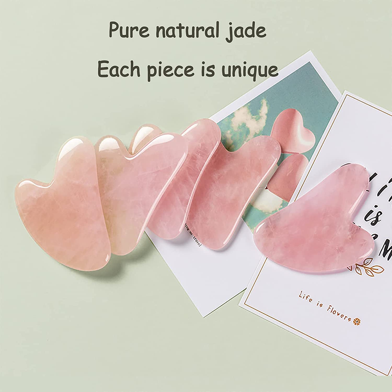Gua Sha Massage Tool, Natural Jade Rose Quartz Gua Sha Stone Neck Body SPA Acupuncture Therapy Point, Guasha Tool to Face Health & Beauty > Personal Care > Cosmetics > Cosmetic Tools > Skin Care Tools Peyzee   