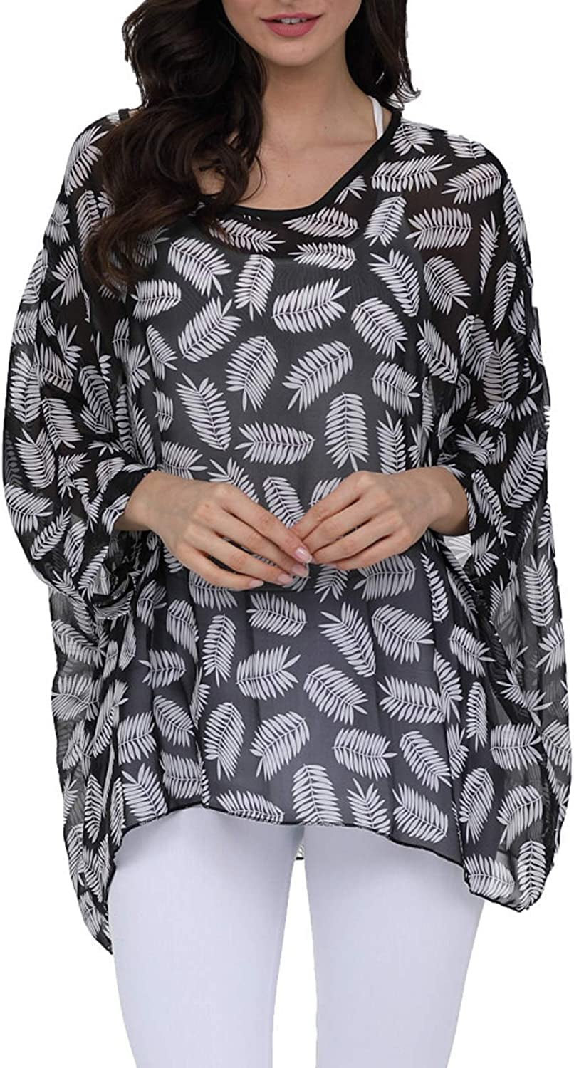 Women'S Chiffon Scarve Shawls Wraps Qunsia Floral Poncho Bikini Cover up Tops Apparel & Accessories > Clothing Accessories > Scarves & Shawls Qunsia   