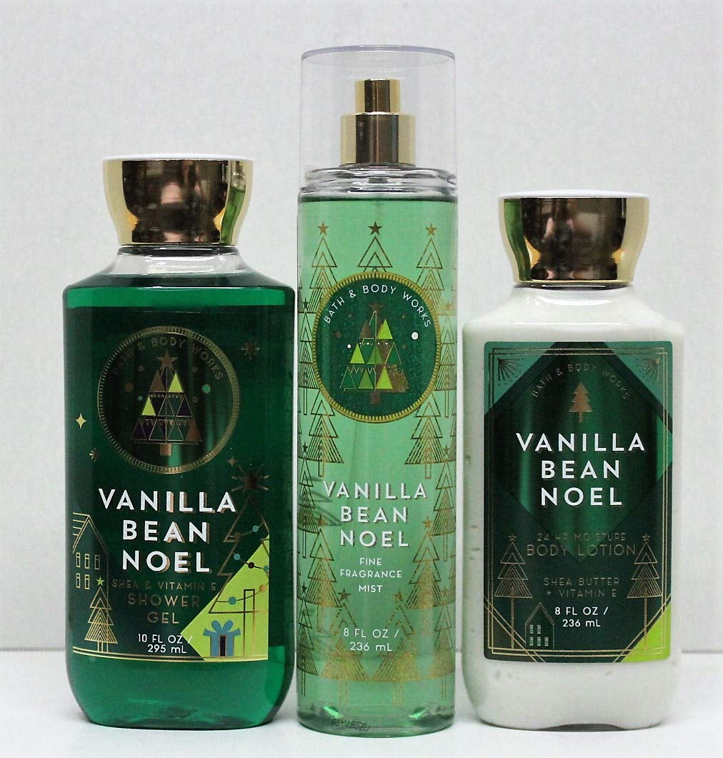 Bath and Body Works Vanilla Bean Noel Shower Gel, Body Lotion, Fine Fragrance Mist Daily Trio Gift Set 2018 Health & Beauty > Personal Care > Cosmetics > Bath & Body Bath & Body Works   