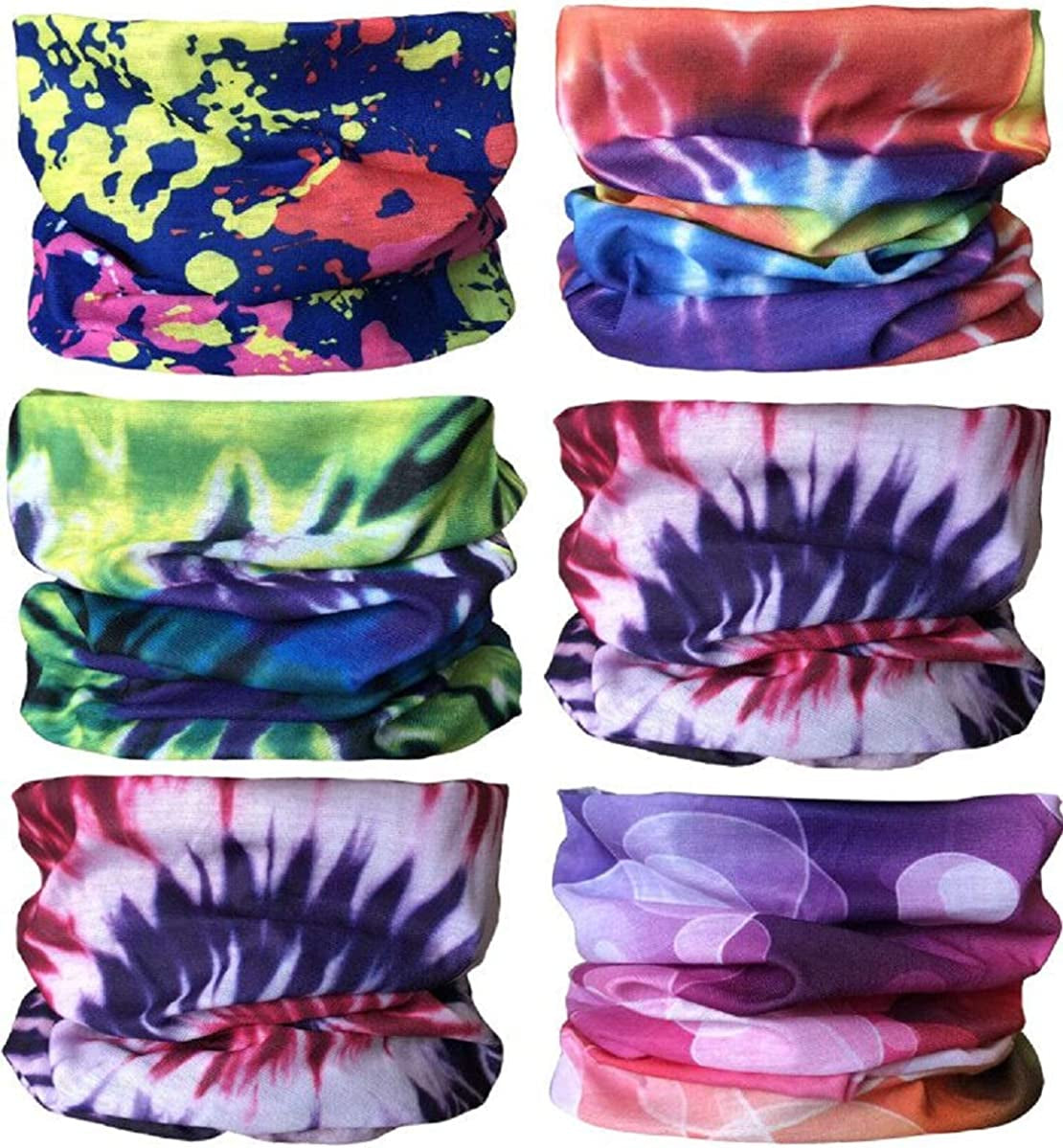 Kingree 6PCS Outdoor Magic Scarf, Elastic Headbands, Headscarves, Headwear, Mask Apparel & Accessories > Clothing Accessories > Bandanas & Headties KINGREE Tiedye  