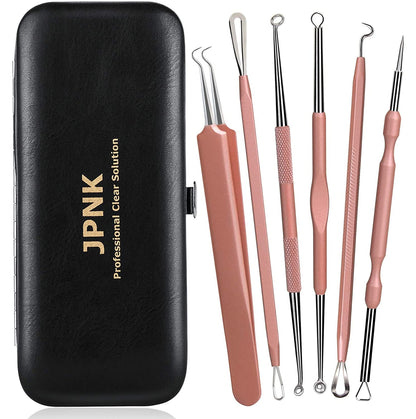JPNK NEW Pink Blackhead Remover Tools Comedone Extractor Acne Removal Kit for Blemish, Whitehead Popping, Zit Removing for Nose Face with Leather Bag Health & Beauty > Personal Care > Cosmetics > Cosmetic Tools > Skin Care Tools JPNK   