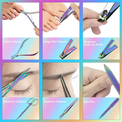 Manicure Set Nail Clippers Pedicure Kit - 12Pcs Stainless Steel Nail Kit, Colorful Professional Nail Care Kit Nail Files & Scissors Tools for Hands Foot Facial - Pink Health & Beauty > Personal Care > Foot Care ANRUI   