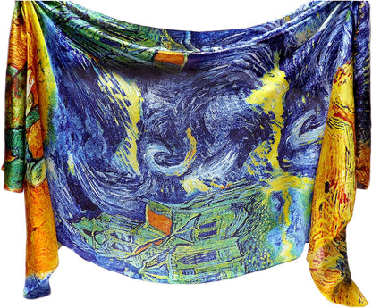 Silk Scarf for Women Fashion Long Satin Lightweight Large Shawl Wrap Printed Sleep 70''X35'' Apparel & Accessories > Clothing Accessories > Scarves & Shawls Wealish 01-navy  