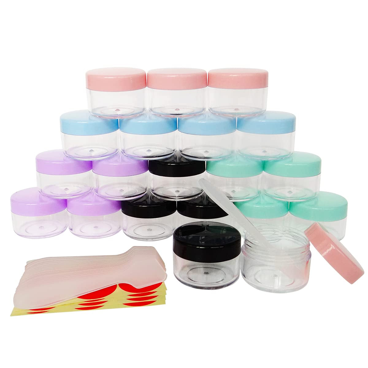 Greatforu 50Pcs Cosmetic Spatula for Face Cream Stick Plastic Frosted Tip Spoon Disposable Makeup Tool for Easy Mixing, Sampling, Waxing DIY Beauty Tools, 3.2'' X 0.6'', Clear, Pink, Purple Health & Beauty > Personal Care > Cosmetics > Cosmetic Tools > Skin Care Tools GreatforU 20pcs 15ml Multi-colored 3  