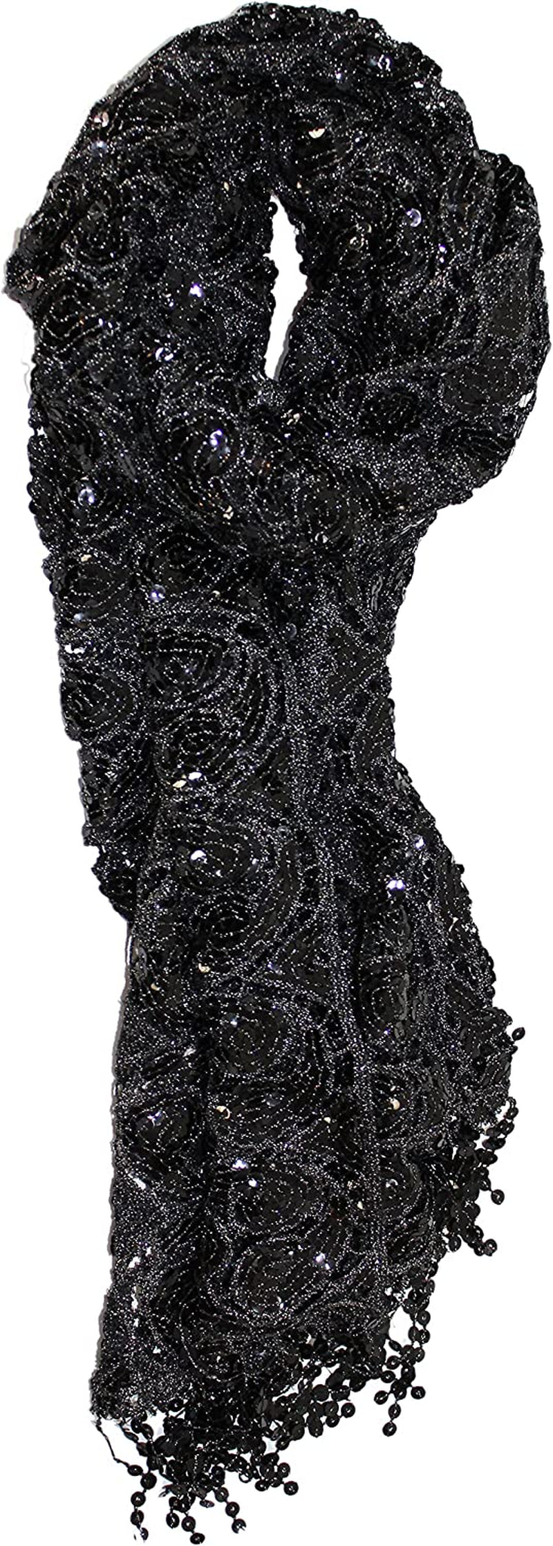 Ted & Jack - Luxe Bedazzled Sequin and Sparkle Scarf Apparel & Accessories > Clothing Accessories > Scarves & Shawls Ted and Jack Black  