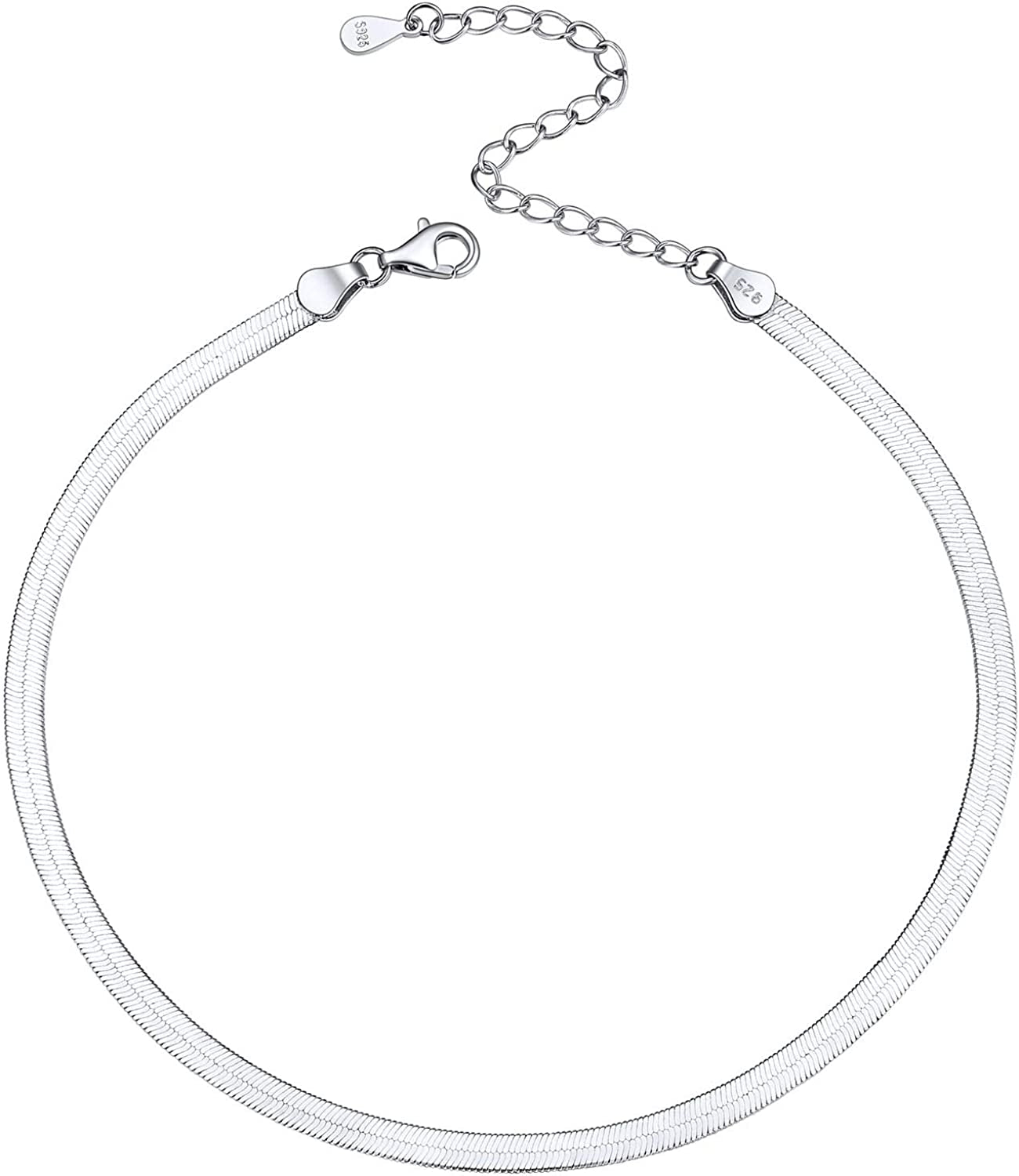 Chicsilver 925 Sterling Silver Ankle Bracelet for Women, Simple Durable Cuban Link/Figaro/Twist Rope Chain Anklets for Beach Party(With Gift Box) Apparel & Accessories > Jewelry > Anklets ChicSilver Jewelry D: Snake Chain-3mm wide  