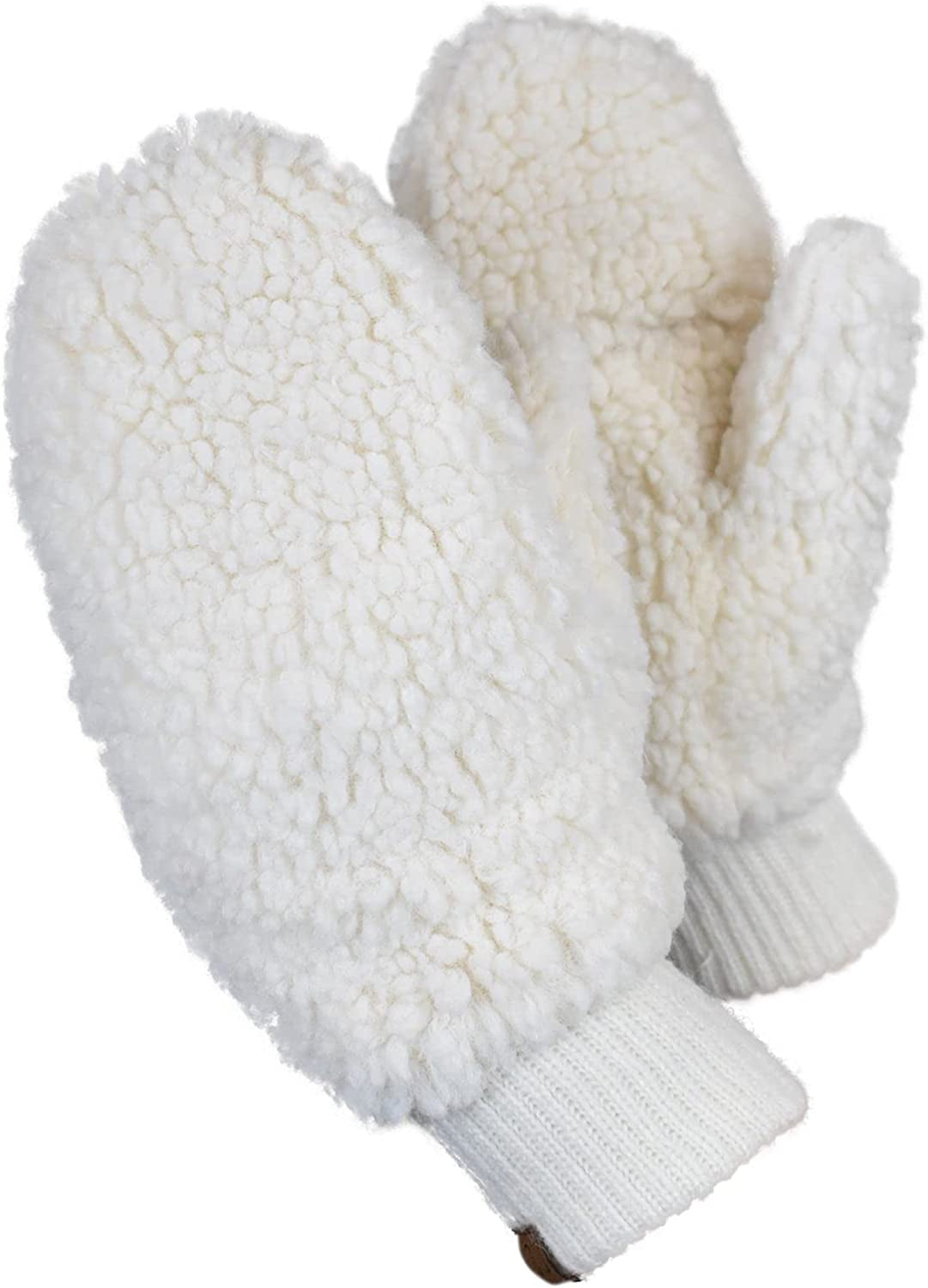 C.C Women'S Faux Fur Wrist Length Fingerless Sherpa Lined Convertible Mittens Gloves Apparel & Accessories > Clothing Accessories > Gloves & Mittens C.C Sherpa Ivory  