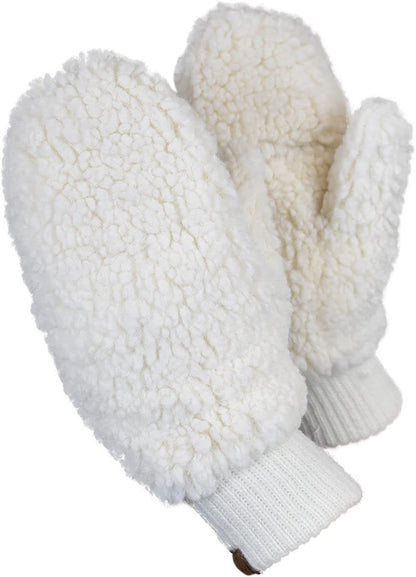 C.C Women'S Faux Fur Wrist Length Fingerless Sherpa Lined Convertible Mittens Gloves Apparel & Accessories > Clothing Accessories > Gloves & Mittens C.C Sherpa Ivory  