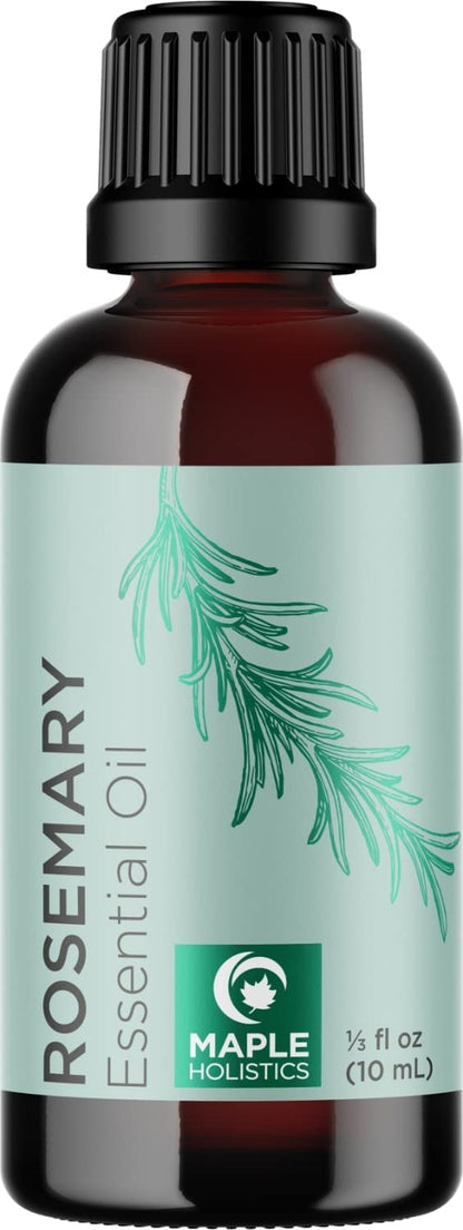 Pure Rosemary Oil for Hair Care - Volumizing Aromatherapy Rosemary Essential Oil for Diffuser plus Hair Skin and Nail Care - Nourishing Rosemary Hair Oil for Enhanced Shine and Dry Scalp Care 2Oz Health & Beauty > Personal Care > Hair Care Maple Holistics Rosemary 0.33 Fl Oz (Pack of 1) 