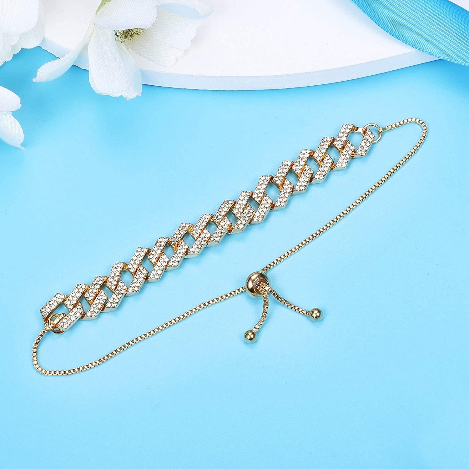 FINREZIO 3PCS Butterfly Anklet Bracelet for Women Summer Beach Cute Foot Jewelry Cuban Link Rhinestone Crystal Tennis Anklets Set Adjustable Apparel & Accessories > Jewelry > Anklets FINREZIO   