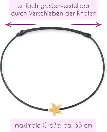 Selfmade Jewelry Anklet with Starfish Silver - Black Foot Chain Beach Jewelry Handmade Ankle Bracelet Adjustable Size Apparel & Accessories > Jewelry > Anklets Selfmade Jewelry   
