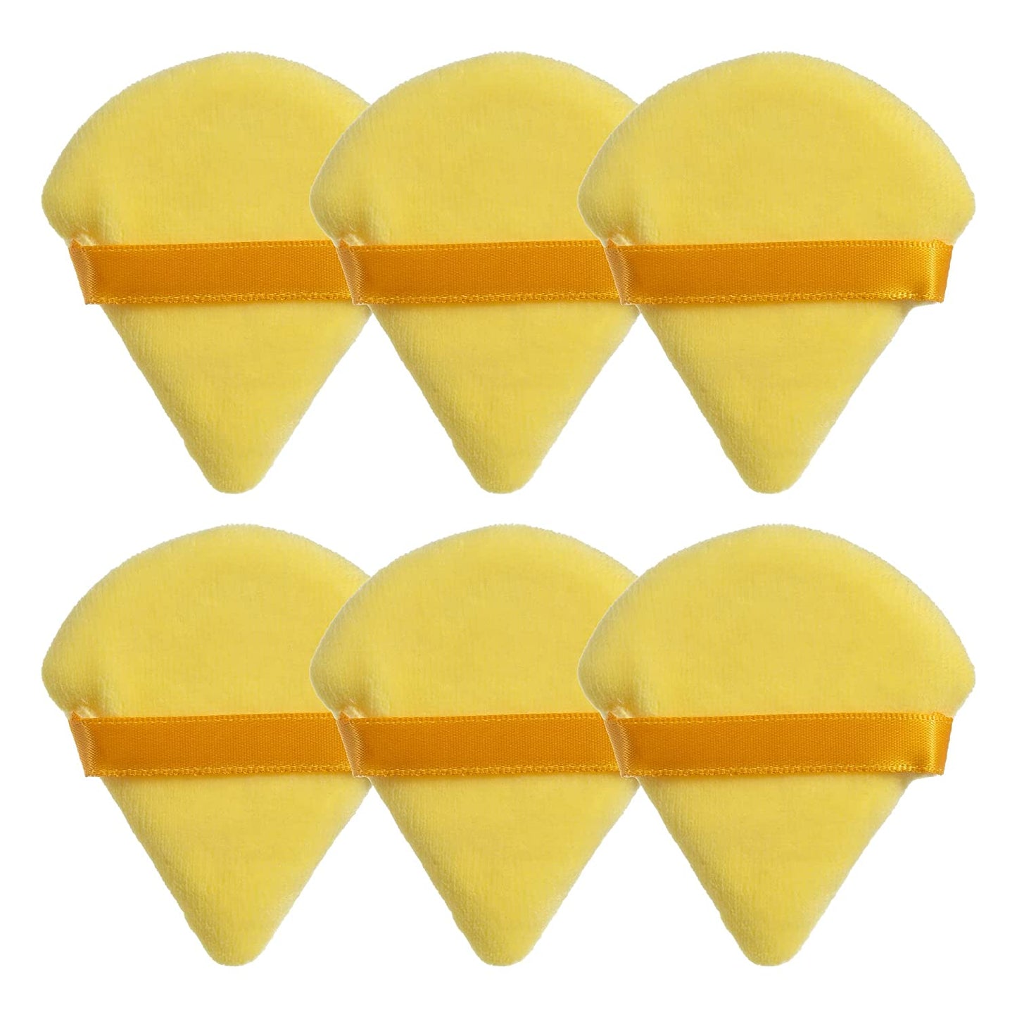 MOTZU 6 Pieces Pure Cotton Powder Puff, Made of Cotton Velour in Triangle Wedge Shape Designed for Contouring, under Eyes and Corners, 2.76 Inch Normal Size, with Strap, Makeup Tool for Cosmetic Health & Beauty > Personal Care > Cosmetics > Cosmetic Tools > Makeup Tools MOTZU Yellow  