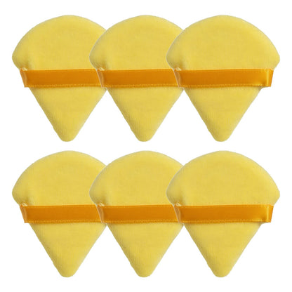 MOTZU 6 Pieces Pure Cotton Powder Puff, Made of Cotton Velour in Triangle Wedge Shape Designed for Contouring, under Eyes and Corners, 2.76 Inch Normal Size, with Strap, Makeup Tool for Cosmetic Health & Beauty > Personal Care > Cosmetics > Cosmetic Tools > Makeup Tools MOTZU Yellow  