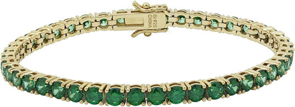 Collection Platinum or Gold Plated Sterling Silver Round-Cut Tennis Bracelet Made with Infinite Elements Zirconia Apparel & Accessories > Jewelry > Bracelets Amazon Collection Green 4 mm 7.25" Length
