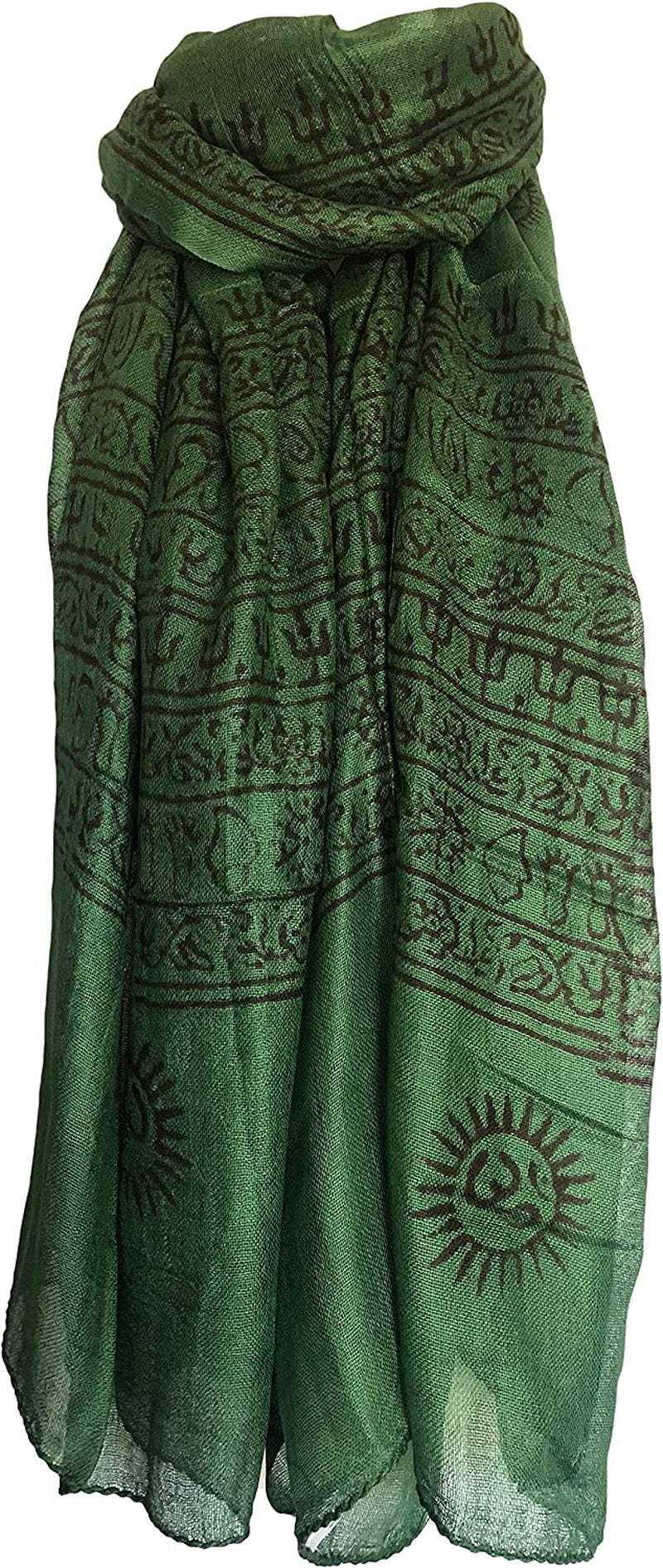 Indian Om Mantra Scarf Block Print (Forest Green) Apparel & Accessories > Clothing Accessories > Scarves & Shawls Yak & Yeti   