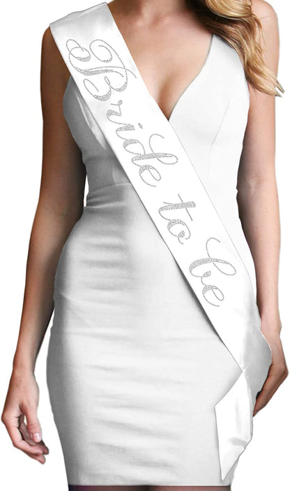 Blue Flirty Bride to Be Sash - Premium BRIDAL GRADE SATIN & Real CRYSTAL Rhinestone Bride to Be Satin Sash - Bachelorette Accessory Bride Gift - Classic Royal Blue Sash(Flrty B2B) Apparel & Accessories > Clothing Accessories > Sashes RhinestoneSash A: White (Bride to Be) One Size Fits Most 