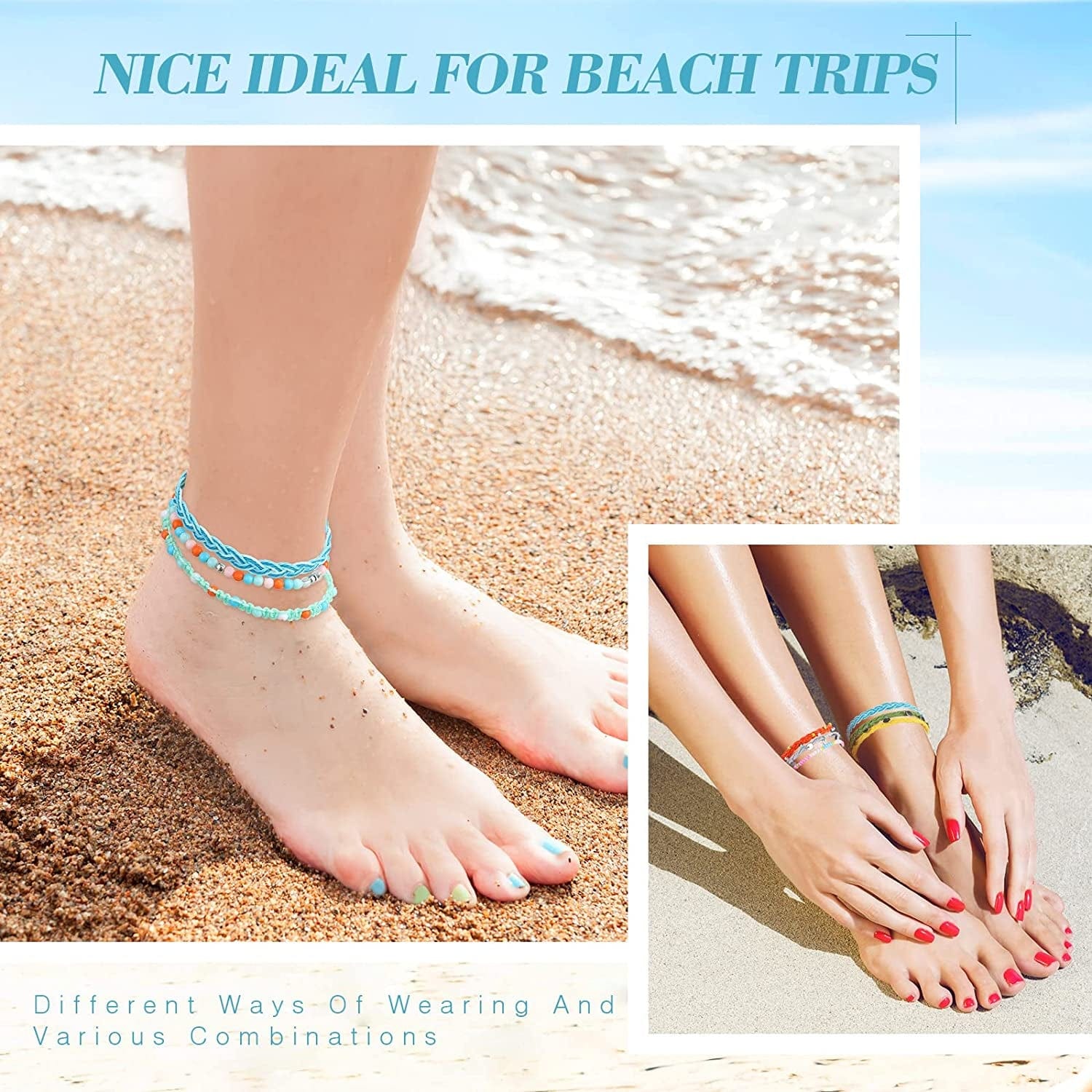 42 Pcs Sunflower Bracelets Surfer Wave Bracelet Handmade Braided Rope Friendship Bracelets Adjustable Bracelets for Women Apparel & Accessories > Jewelry > Bracelets Remerry   