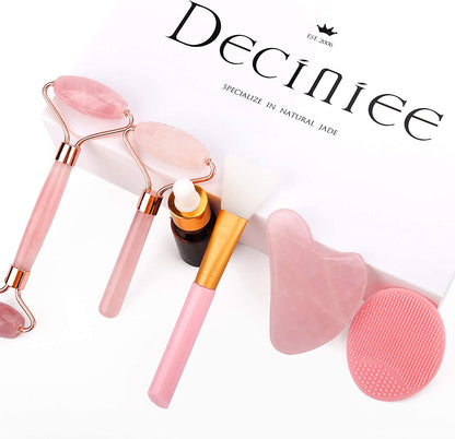 Deciniee Jade Roller, 3 in 1 Ridged Jade Roller and Gua Sha Facial Massager Tools ,100% Natural Rose Quartz Jade Roller for Face,Eye,Neck Health & Beauty > Personal Care > Cosmetics > Cosmetic Tools > Skin Care Tools Deciniee   