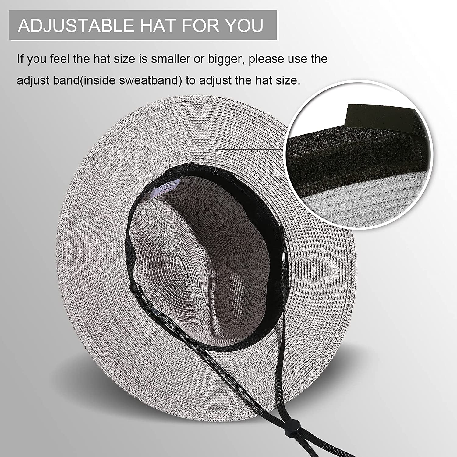 Lanzom Women Wide Brim Straw Panama Roll up Hat Belt Buckle Fedora Beach Sun Hat UPF50+ Apparel & Accessories > Clothing Accessories > Hats Lanzom   