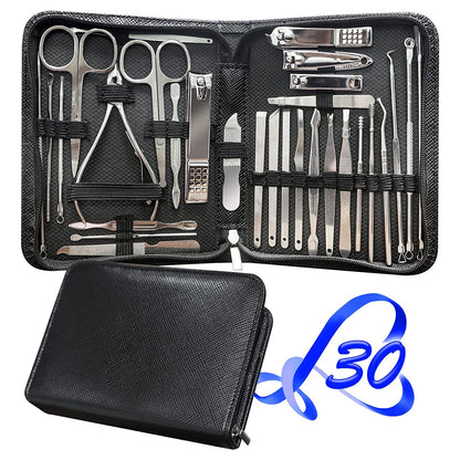 Manicure Set 30 in 1 Nail Clipper Set,Redflow Nail Clippers,Fingernail & Toenail Clippers,Manicure Tools,Pedicure Tools,Suitable for Travel Manicure Kit,Nail Set Kit with Everything Profe (Black) Health & Beauty > Personal Care > Cosmetics > Cosmetic Tools > Nail Tools RedFlow Black  