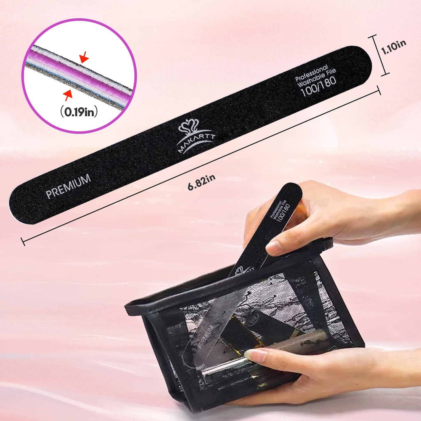 Makartt Nail File 100 180 Grit Emery Boards for Nails 10Pcs Nail Files Professional Washable Doubled Sides Nail File Kit for Manicure Pedicure Natural Acrylic Nails Coarse Nail File for DIY Salon Use Health & Beauty > Personal Care > Cosmetics > Cosmetic Tools > Nail Tools Makartt   
