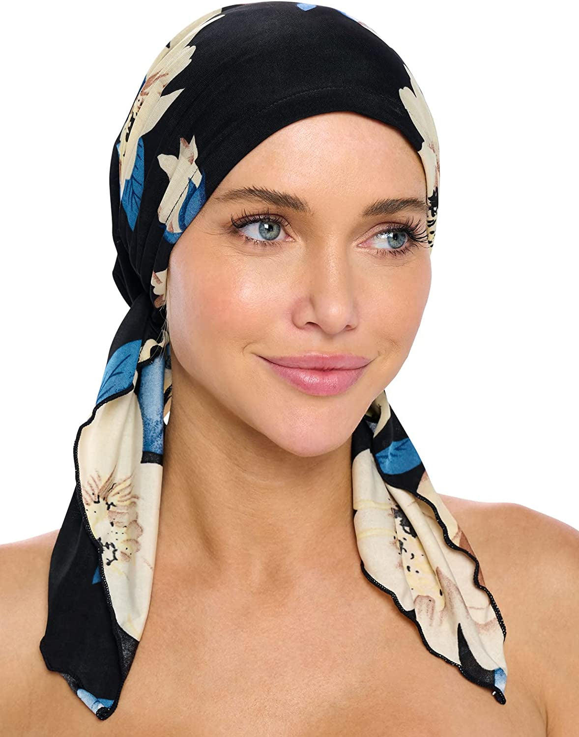 Ashford & Brooks Pre Tied Bandana Turban Chemo Head Scarf Sleep Hair Cover Hat Apparel & Accessories > Clothing Accessories > Bandanas & Headties Ashford & Brooks Vintage Black/Ivory One Size 