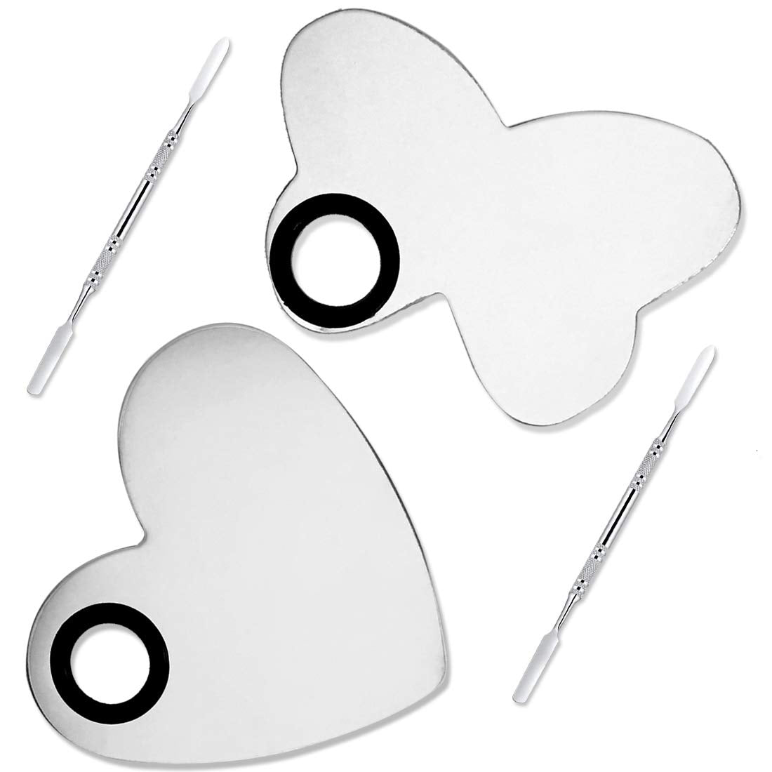 AYWFEY 2 Pack Makeup Palette and Spatula Set,Professional Pro Stainless Steel Cosmetic Mirror Lady Mixing Palette Tool Artist for Nail Art Eye Shadow Eyelash Pigment Blending Foundation,Silver Health & Beauty > Personal Care > Cosmetics > Cosmetic Tools > Makeup Tools AYWFEY   