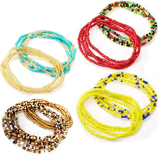 Tuoshei 8 Piece Summer Jewelry Waist Bead Set, Colorful Waist Bead, Belly Bead, African Waist Bead, Body Chain, Beaded Belly Chains, Bikini Jewelry for Woman (Style 1) Apparel & Accessories > Jewelry > Body Jewelry Tuoshei style 1  