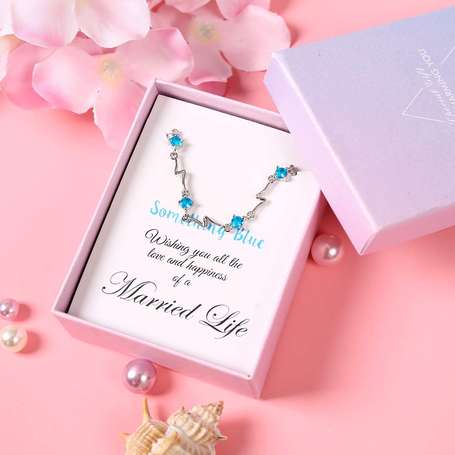 Something Blue Bride Anklet, Wedding Gift for Bride, Bridal Shower Gift, Gift Box Packaged (Blue Anklet) Apparel & Accessories > Jewelry > Anklets TRULIVA   