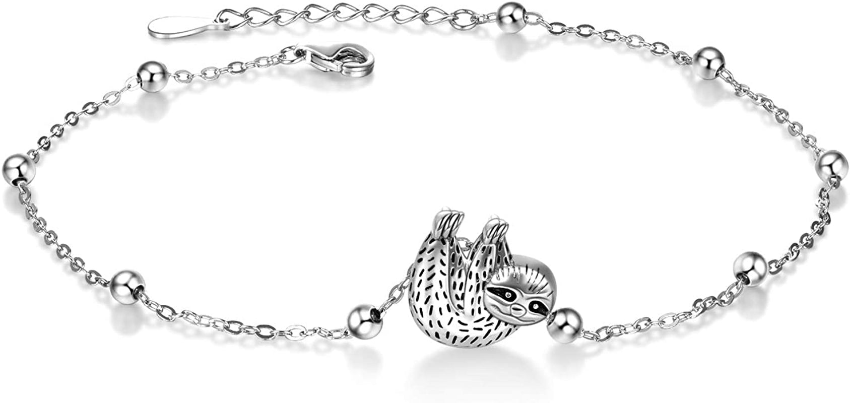 ONEFINITY Beads Anklet Sterling Silver Dragonfly/Sunflower/Sloth/Otter/Butterfly Ankle Bracelets Jewelry for Women Girls Gifts Apparel & Accessories > Jewelry > Anklets ONEFINITY sloth beads anklet  
