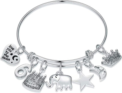 Birthday Gifts for Women Girls Bracelet, Expandable Charm Bracelets 5Th 6Th 7Th 8Th 9Th 10Th 20Th 30Th 40Th 50Th 60Th 70Th 80Th 90Th Birthday Gift for Friend, Mom, Daughter, Niece, Sister, Grandma Apparel & Accessories > Jewelry > Bracelets M MOOHAM "6th"  
