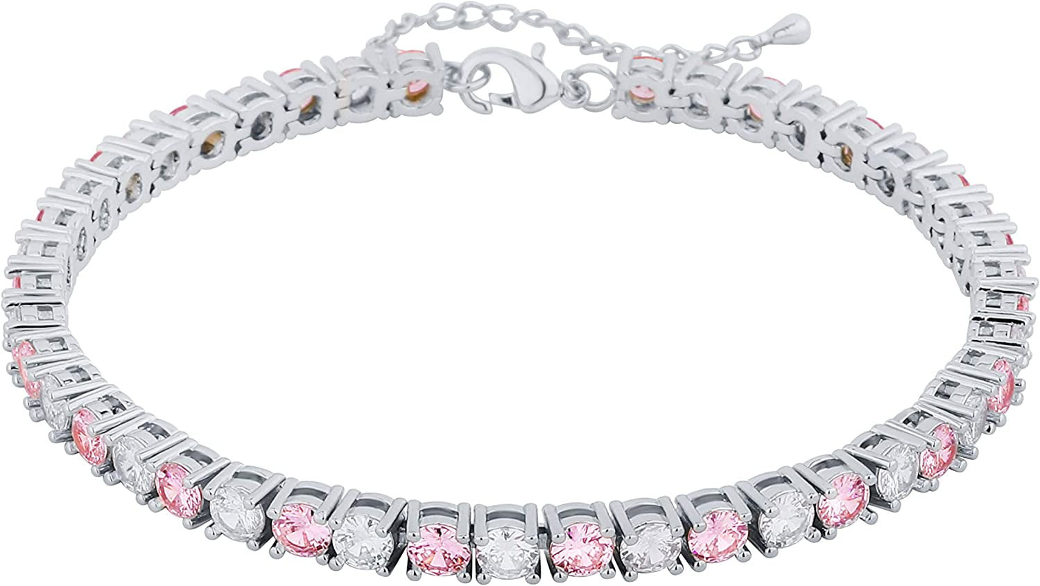 TOPGRILLZ 3-6Mm Tennis Chain Anklet with Extension Bracelet for Women, 14K Gold Plated CZ Diamond Fashion Foot Jewelry Gifts Apparel & Accessories > Jewelry > Anklets Yiwu Xinlu Fashion Jewelry Factory 3mm White Gold and Pink 9.0 Inches 