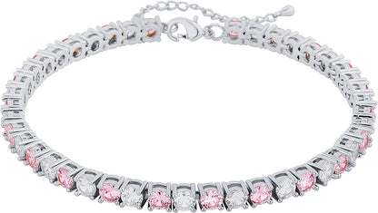 TOPGRILLZ 3-6Mm Tennis Chain Anklet with Extension Bracelet for Women, 14K Gold Plated CZ Diamond Fashion Foot Jewelry Gifts Apparel & Accessories > Jewelry > Anklets Yiwu Xinlu Fashion Jewelry Factory 3mm White Gold and Pink 9.0 Inches 