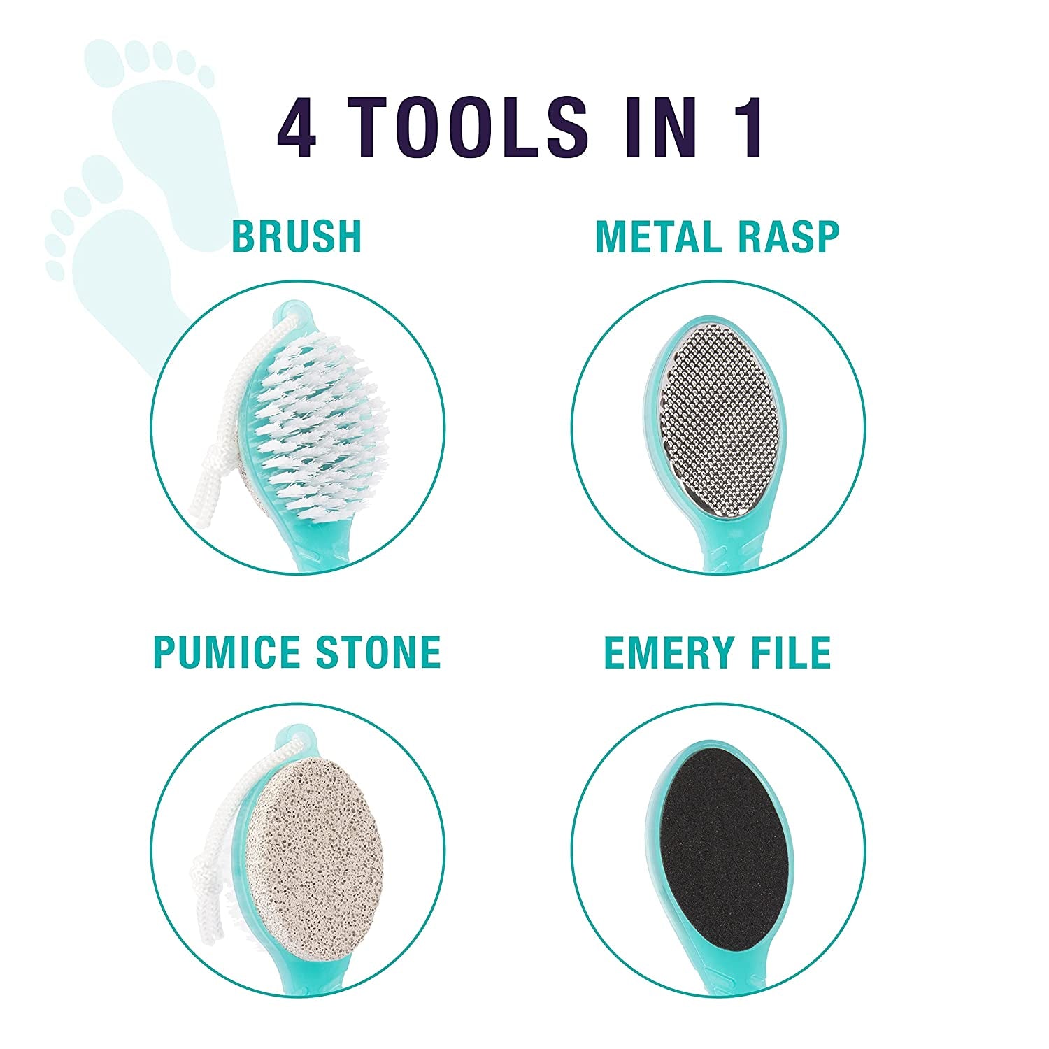 TRIM Simply Foot 4-In-1 Foot Paddle – Include Metal Foot Rasp, Pumice Stone, Foot Brush, and Abrasive Surface – Easy to Use Foot Care Tools for DIY Pedicures – Ideal for Men and Women – Teal Health & Beauty > Personal Care > Foot Care Trim   