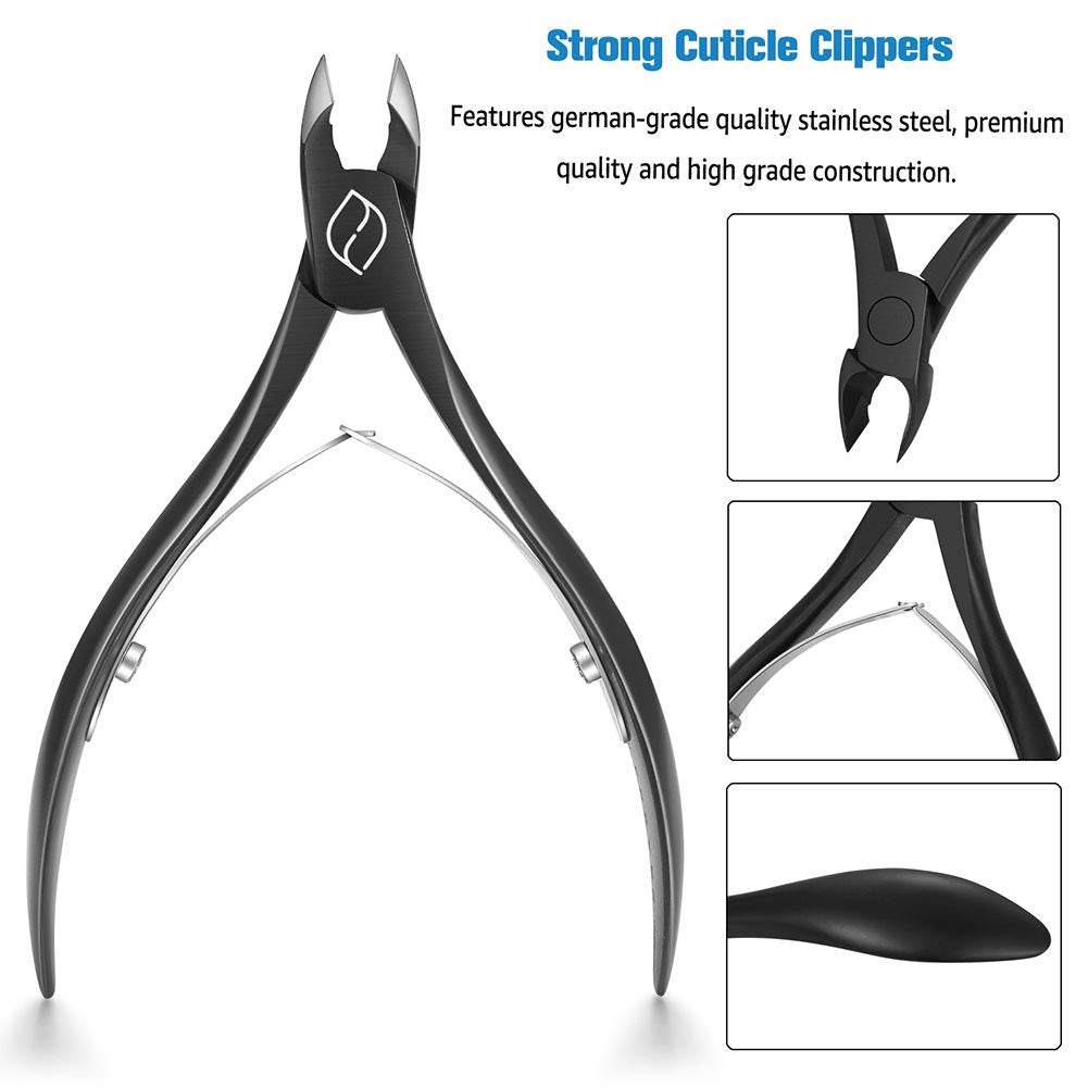 FERYES Cuticle Cutters 1/2 Jaw - Professional Stainless Steel Cuticle Clippers Nail Cuticle Remover Tool, Nail Dead Skin Clipper - BLACK Health & Beauty > Personal Care > Cosmetics > Cosmetic Tools > Nail Tools FERYES   