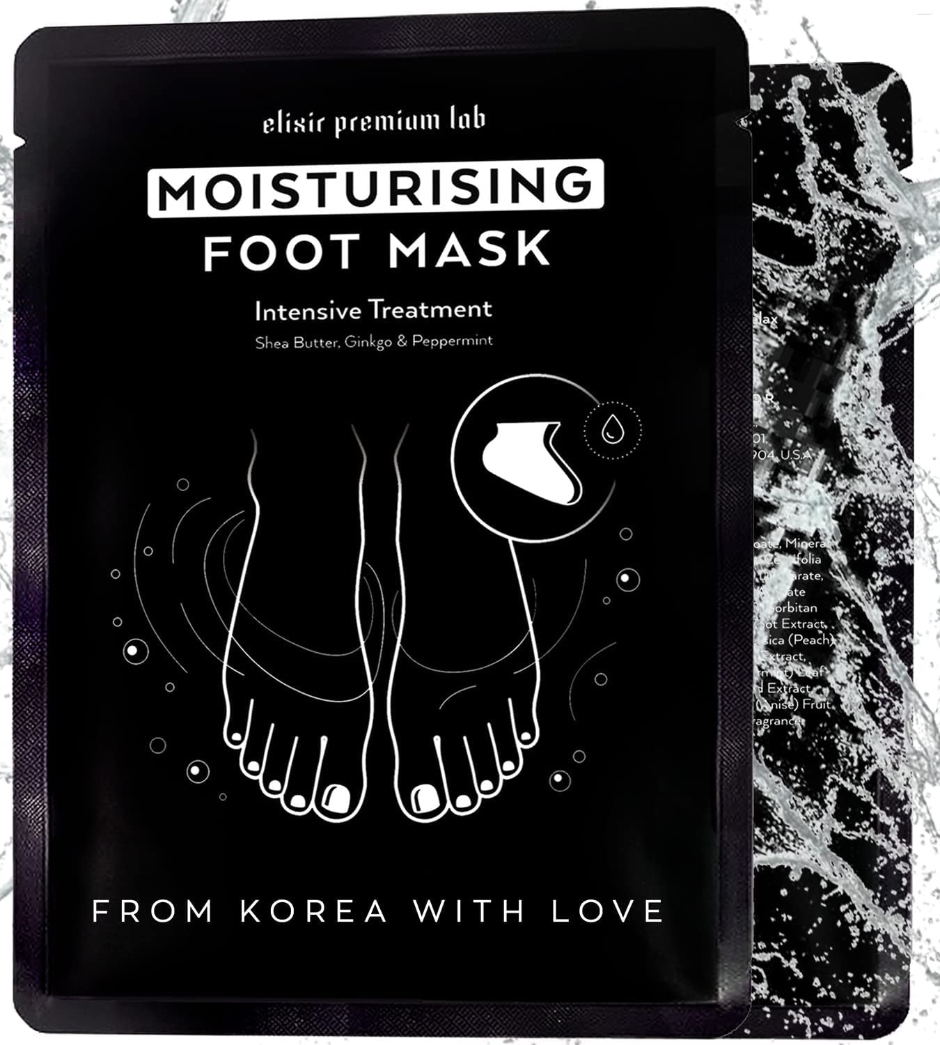 Moisturizing Foot Mask for Dry Cracked Feet & Heels - Korean Foot Care Mask Spa - Ultra Hydrating Socks with Shea Butter - Skin Care Gift for Women & Men Large Size - Soft Feet Treatment by Elixir (4 Pack) Health & Beauty > Personal Care > Foot Care Elixir Premium Lab 1 Pair (Pack of 1)  