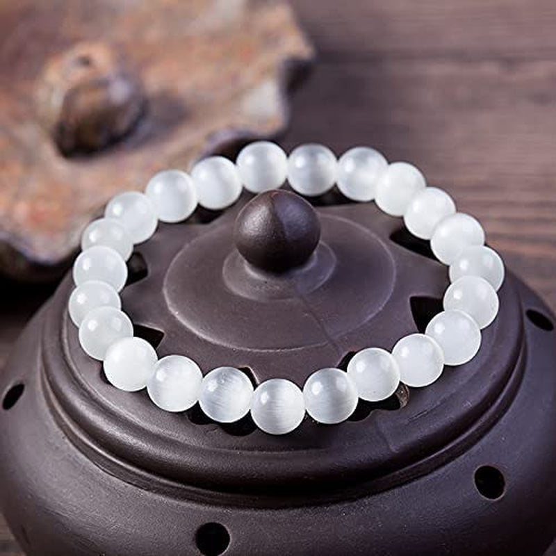 Natural Powerful Selenite Bead Bracelet for Women Men Crystal Healing Energy Concentration Spirituality Health Wealth Handcrafted Jewelry Accessory Apparel & Accessories > Jewelry > Bracelets Fenix-us   