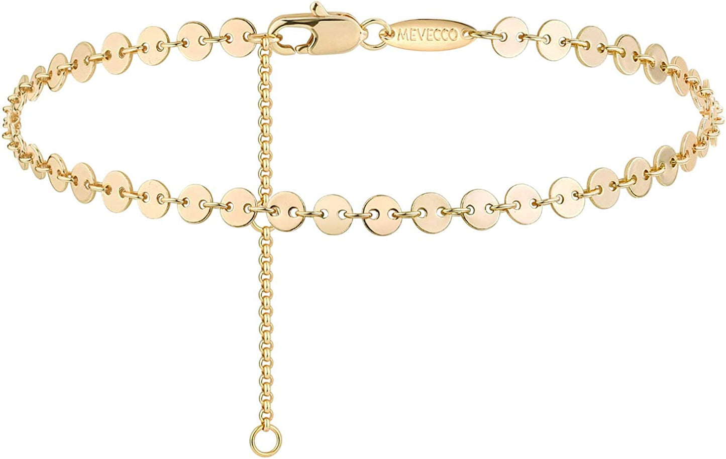 Mevecco Gold Evil Eye Charm Anklet,14K Gold Plated Boho Beach Dainty Cute Tiny Lucky Star Foot Chain Ankle Bracelet Silver Beaded Chain Anklet for Women Apparel & Accessories > Jewelry > Anklets MEVECCO Coin  