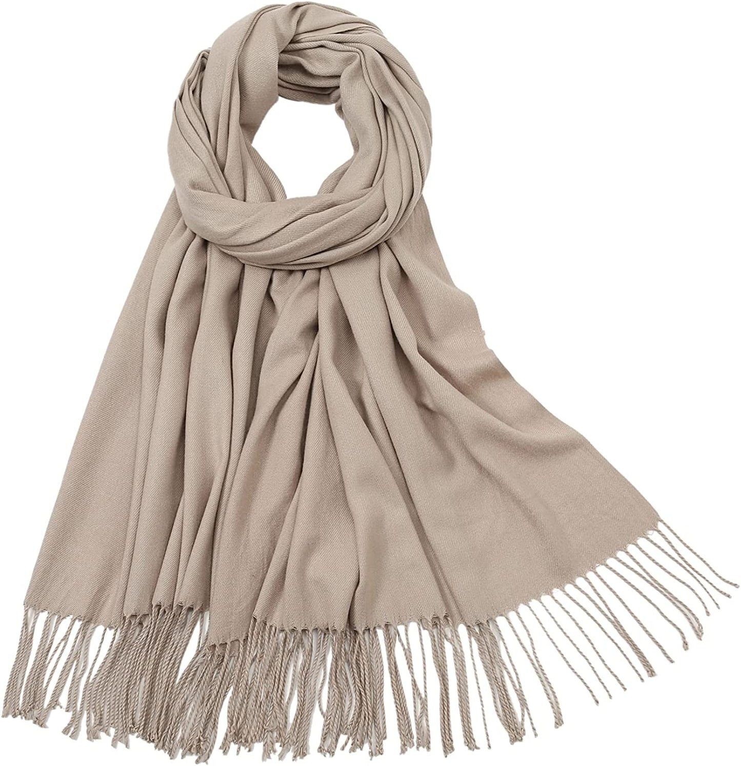 RIIQIICHY Women'S Scarf Pashmina Shawls and Wraps for Evening Dress Bridesmaid Wedding Bridal Winter Warm Long Large Scarves Apparel & Accessories > Clothing Accessories > Scarves & Shawls RIIQIICHY Light Khaki  