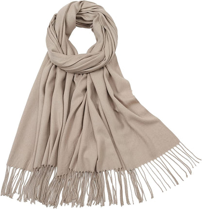 RIIQIICHY Women'S Scarf Pashmina Shawls and Wraps for Evening Dress Bridesmaid Wedding Bridal Winter Warm Long Large Scarves Apparel & Accessories > Clothing Accessories > Scarves & Shawls RIIQIICHY Light Khaki  