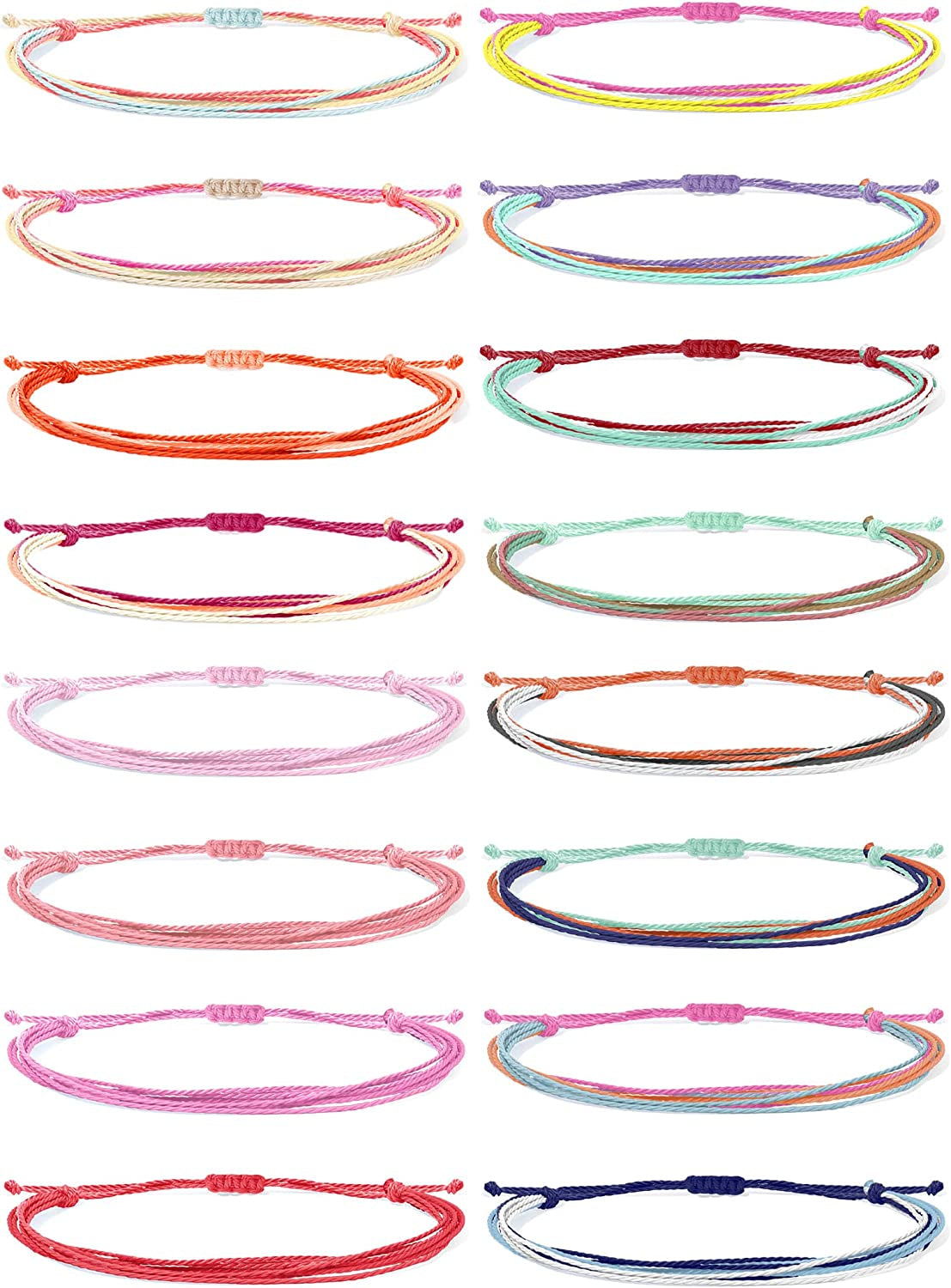 Boho String Bracelets for Women Waterproof Wave Surfer Bracelets for Summer Adjustable Rope Braided Bracelets Gifts for Teen Girls Cute Friendship Bracelets Pack Gifts for Holiday Apparel & Accessories > Jewelry > Bracelets Harry and Henry Set K-16Pcs  
