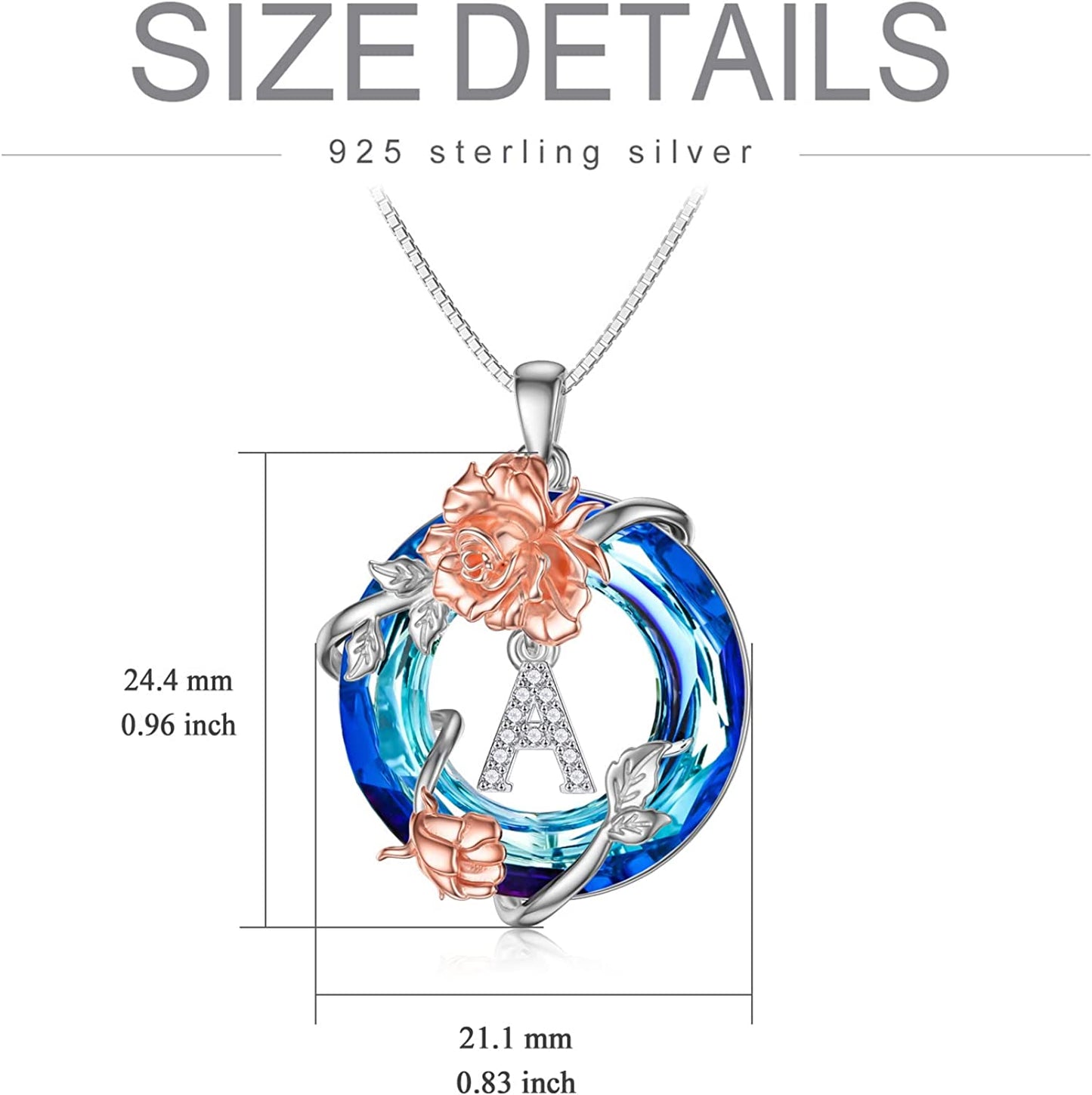 TOUPOP Christmas Gifts for Women 925 Sterling Silver Rose Necklaces A-Z Initial Letter Rose Flower Pendant Necklace with Circle Crystal Jewelry Birthday Valentine'S Day Gifts for Women Her Mom Wife Girlfriend Girls Apparel & Accessories > Jewelry > Necklaces TOUPOP   