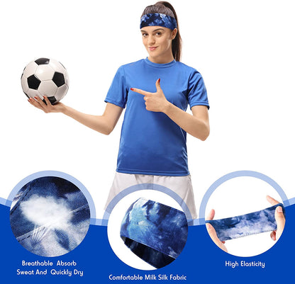 Tarpop 6 Pieces Head Tie Sports Headband Tennis Athletic Bandana Sweat Wicking Hair Band Tie-Dye Elastic Headband Unisex for Men Women Jogging Running Tennis Football Volleyball Rowing Apparel & Accessories > Clothing Accessories > Bandanas & Headties Tarpop   