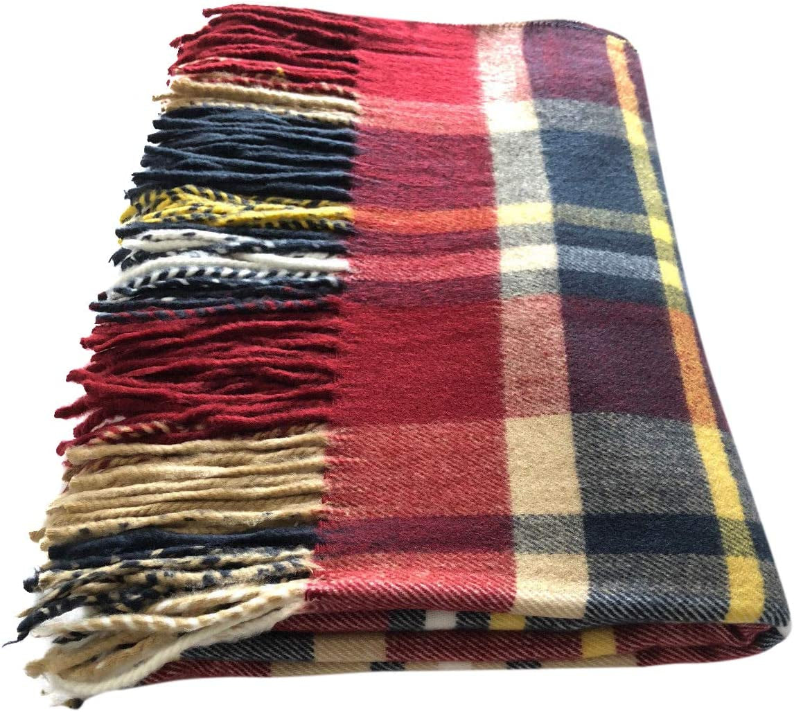 Women Oversized Scottish Clan Tartan Plaid Cashmere Feel Shawl Wrap Winter Scarf (Burgundy Multi Plaid) Apparel & Accessories > Clothing Accessories > Scarves & Shawls Valloowink   