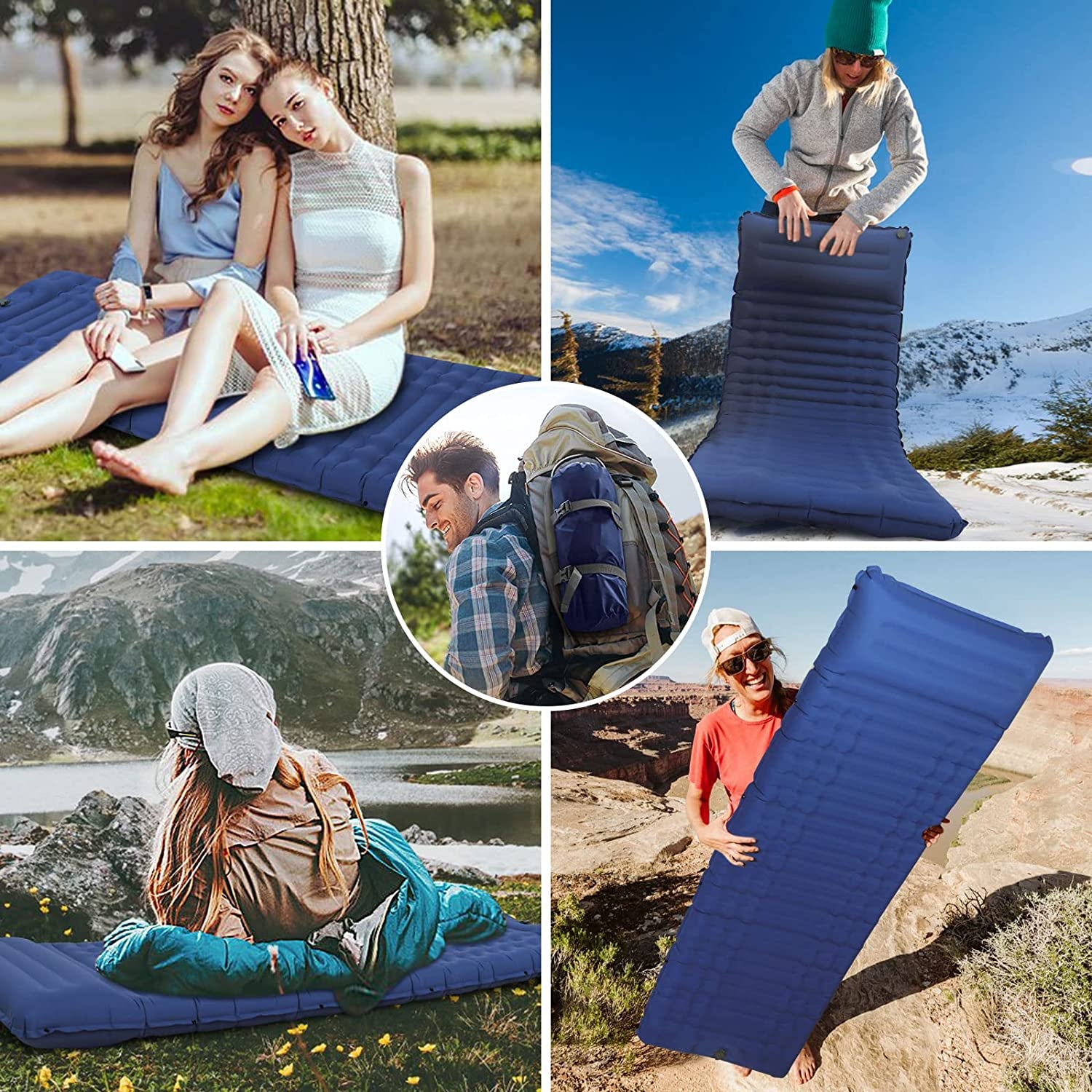Inflating Sleeping Pad for Camping.Lorpect 4.5 in Thick Sleeping Mat .Compact Waterproof Camping Air Mattress with Pillow.Foot Pressure Inflatable Camping Pads for Backpacking & Hiking.Blue Apparel & Accessories > Jewelry > Anklets Lorpect   