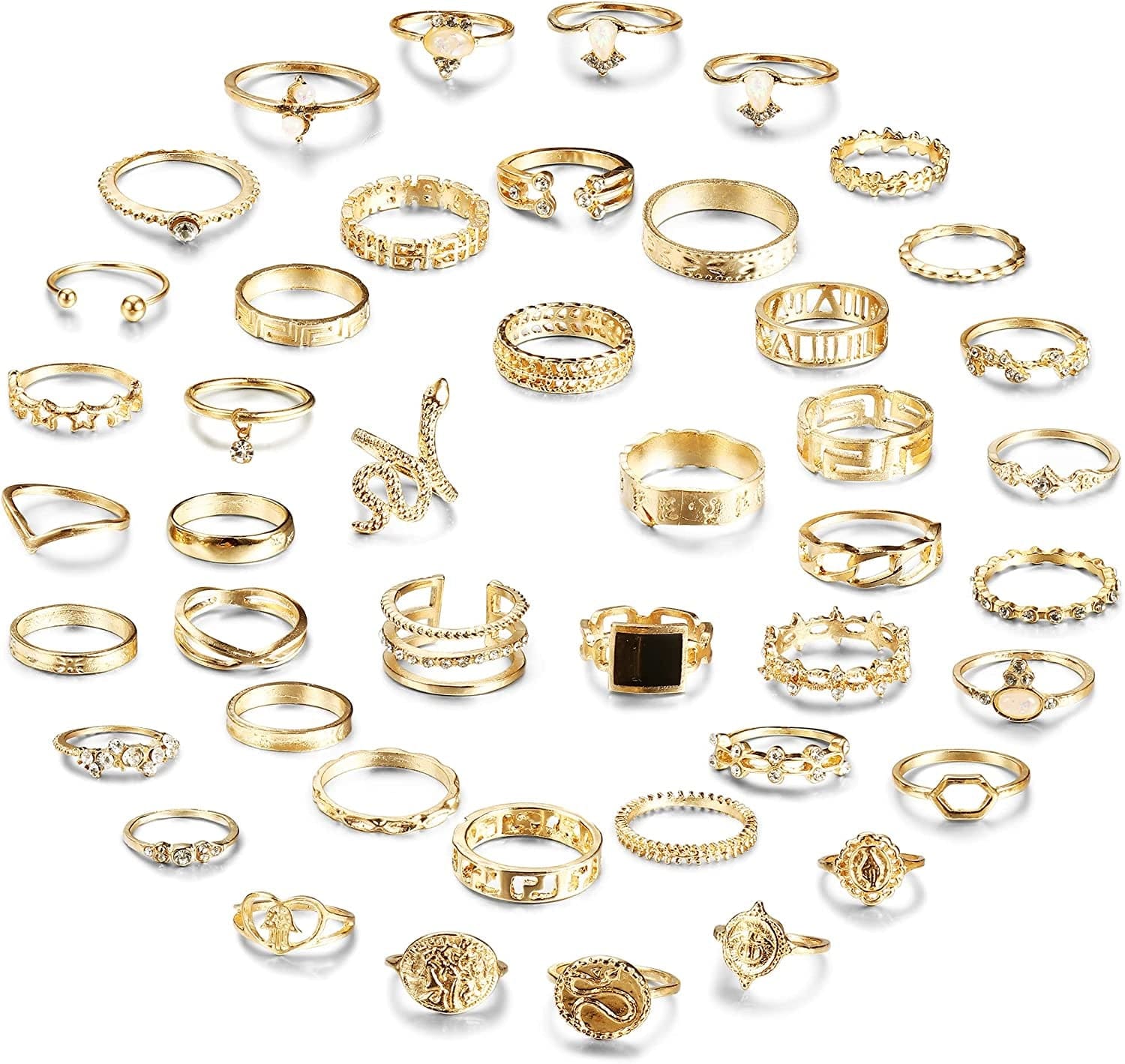 43-70PCS Knuckle Ring Set for Women Joint Stackable Midi Finger Ring Bohemian Retro Vintage Jewelry 43PCS& Gold