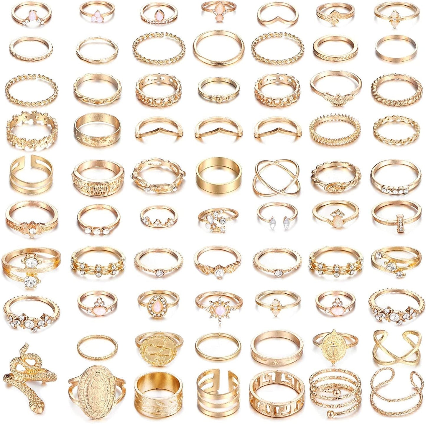 43-70PCS Knuckle Ring Set for Women Joint Stackable Midi Finger Ring Bohemian Retro Vintage Jewelry 69PCS