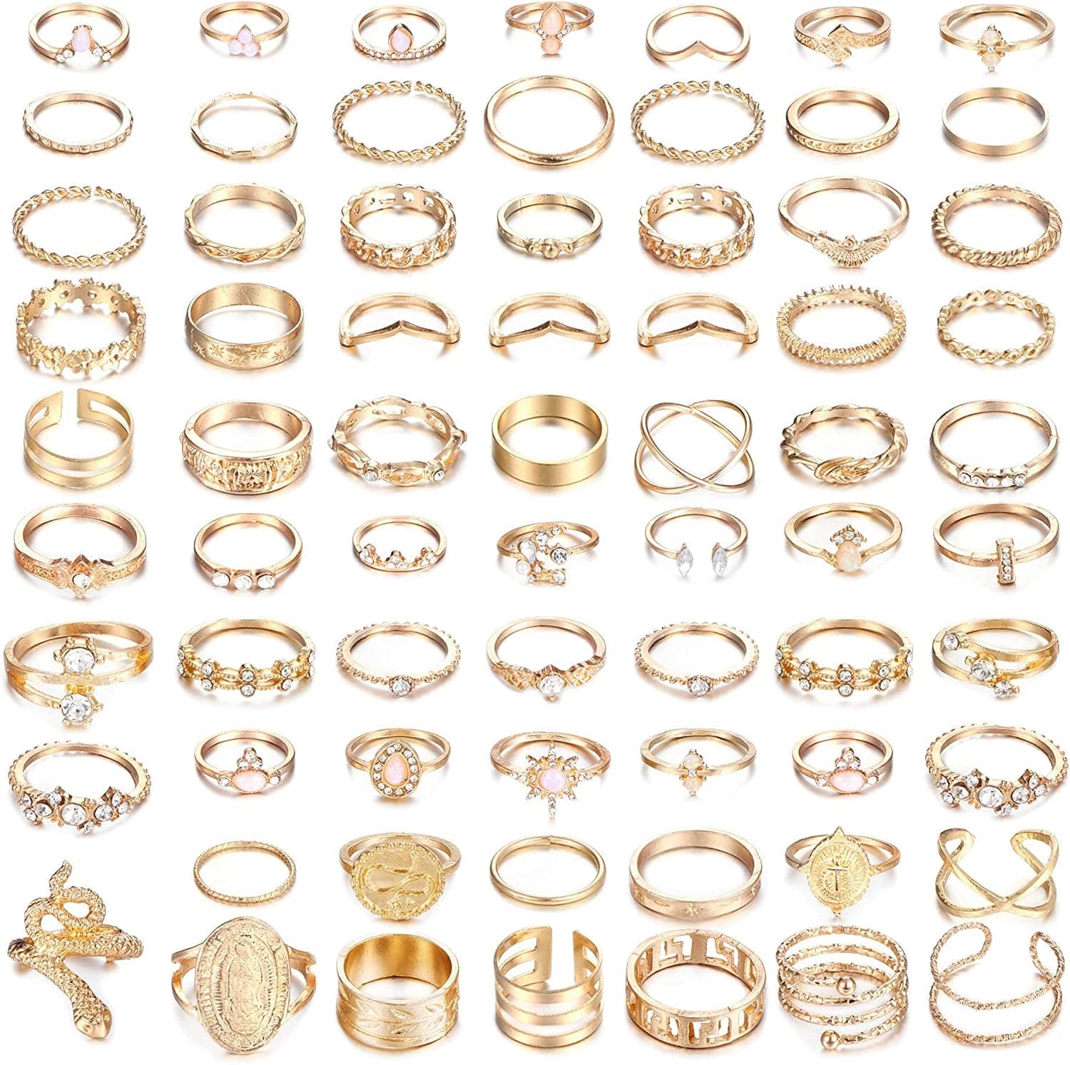 43-70PCS Knuckle Ring Set for Women Joint Stackable Midi Finger Ring Bohemian Retro Vintage Jewelry 69PCS