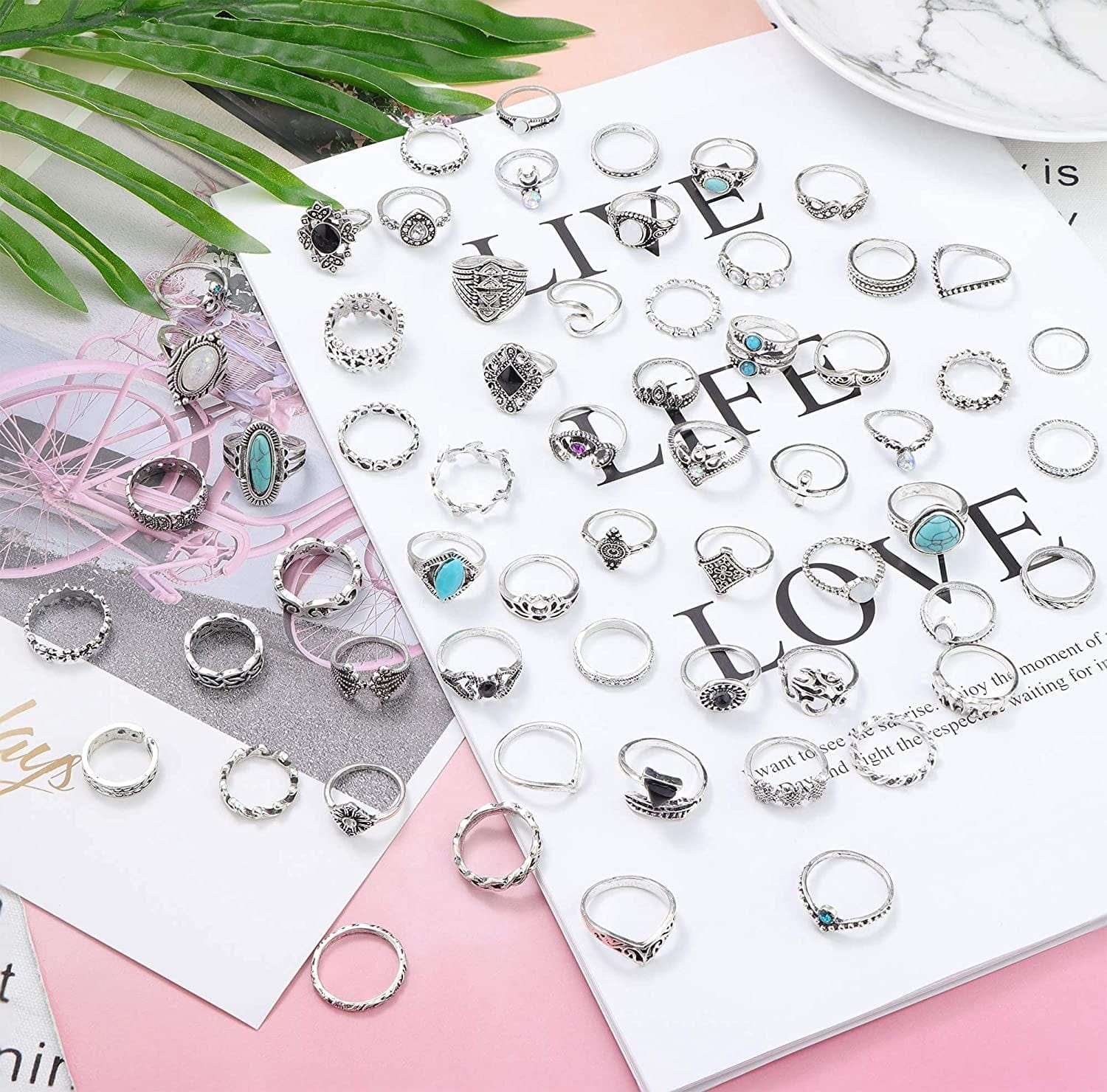 43-70PCS Knuckle Ring Set for Women Joint Stackable Midi Finger Ring Bohemian Retro Vintage Jewelry