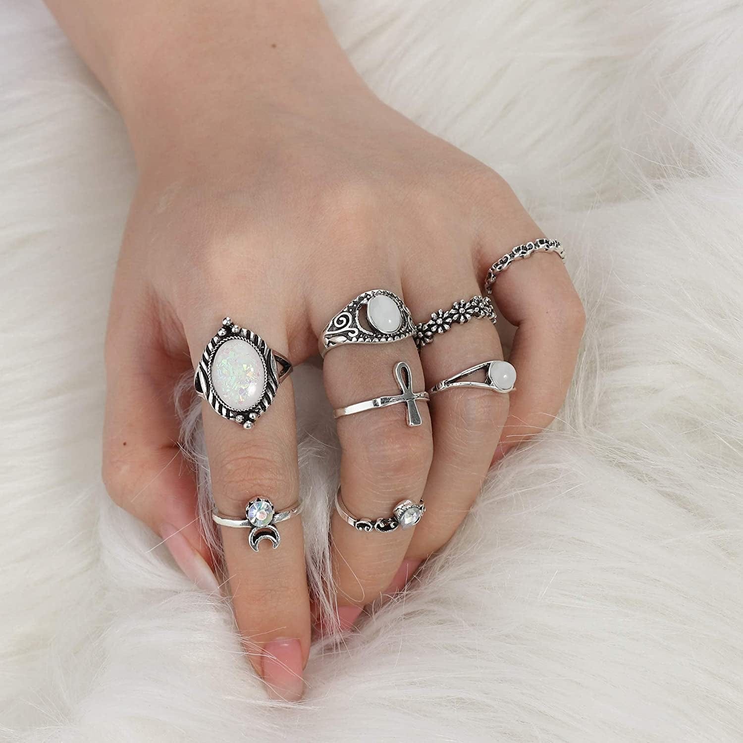 43-70PCS Knuckle Ring Set for Women Joint Stackable Midi Finger Ring Bohemian Retro Vintage Jewelry